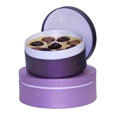 scatola tonda rigida fondo e coperchio, per praline e cioccolatini, con alveare interno