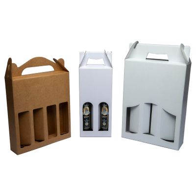 Scatole per cofnezionare bottiglie di olio, liquori, distillati o similari con manico esterno in cartone